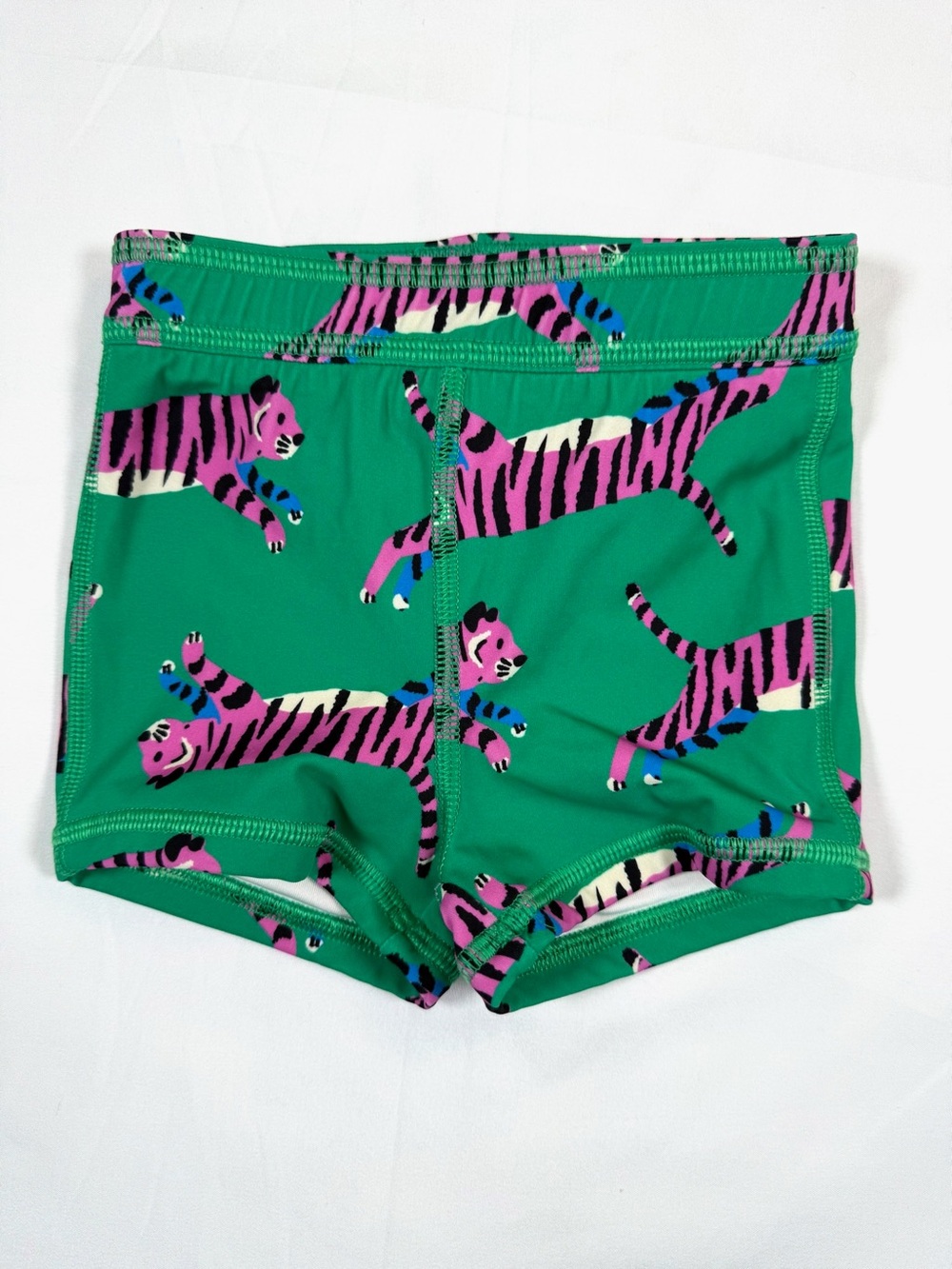 HANNA ANDERSSON Green Pink Tiger Print Swim Trunks 6-12 Months Recycled Nylon